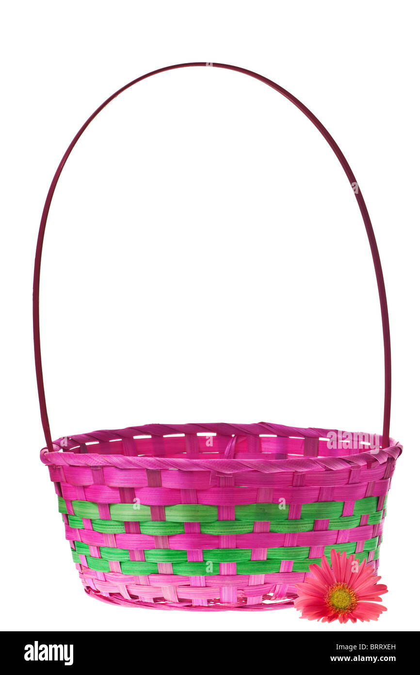 Easter basket isolated on pure white background Stock Photo