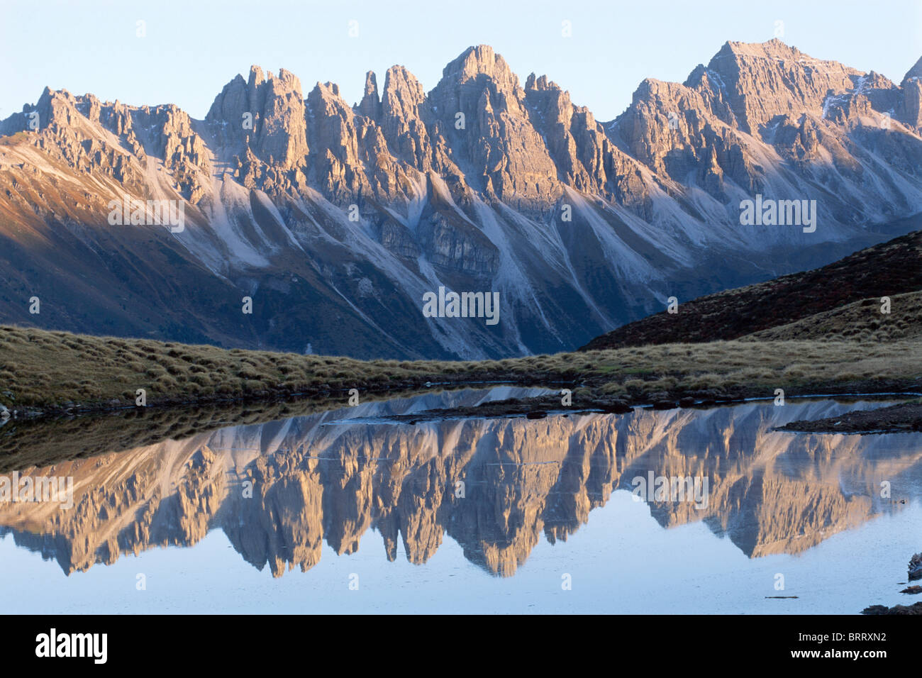 View of the Kalkkoegel range from Salfeins, Stubai Alps, North Tyrol, Austria, Europe Stock Photo