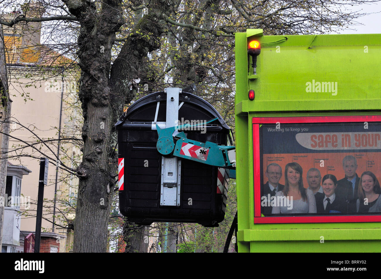 community refuse bins garbage truck collection Stock Photo Alamy