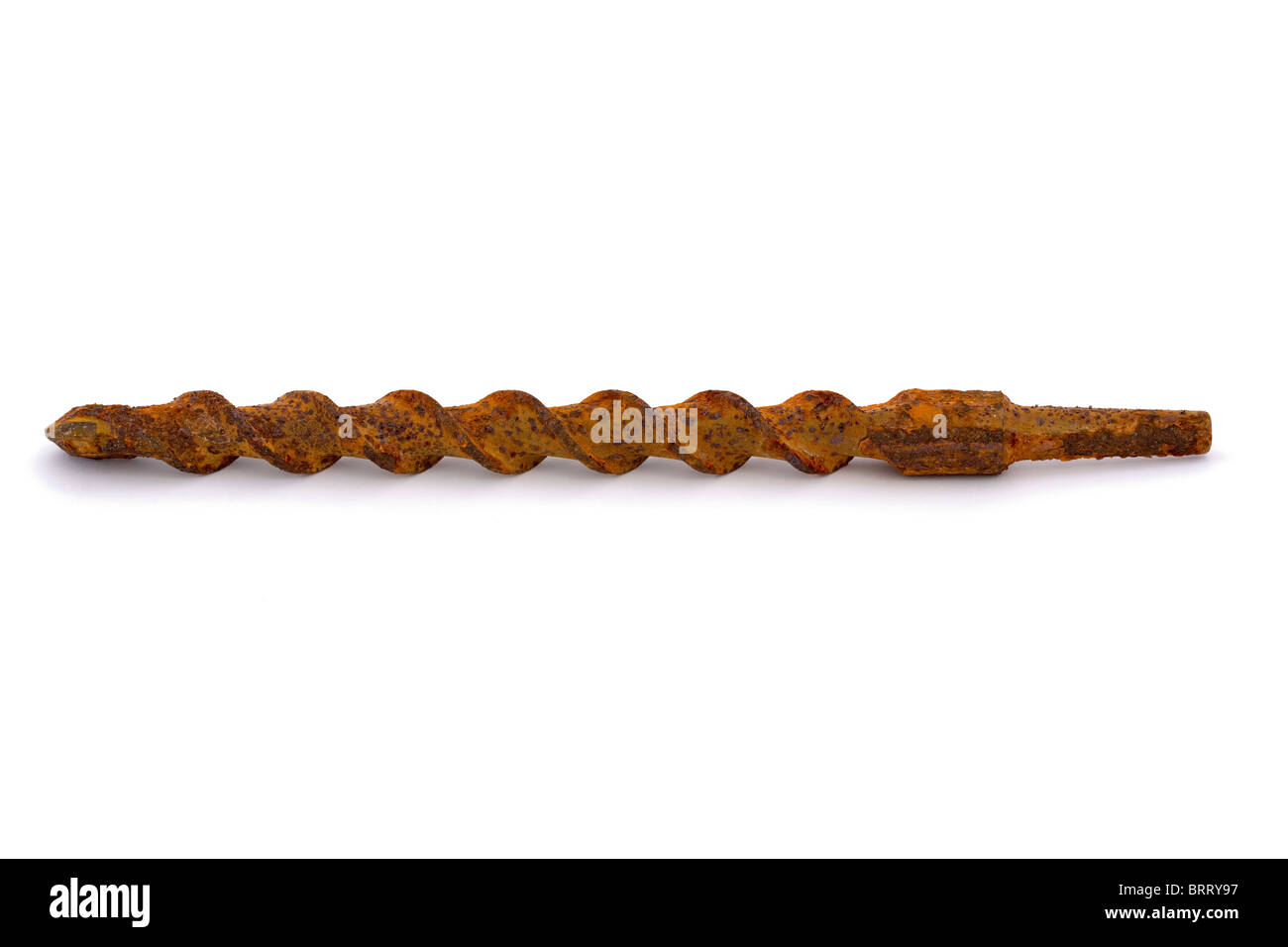 rusty drill bit on a white background Stock Photo