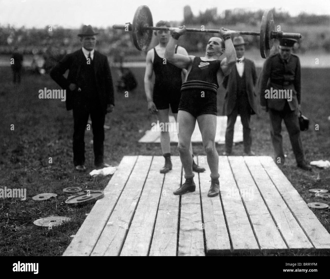 Weightlifters, historic photograph, around 1910 Stock Photo