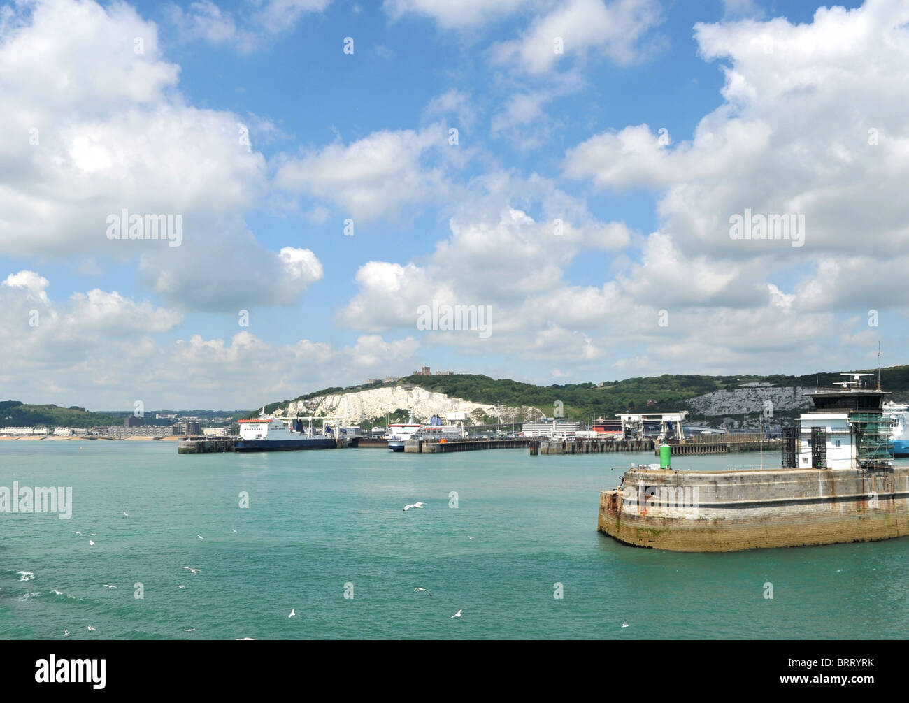 The busy car ferry port of Dover and the famous White Cliffs of Dover
