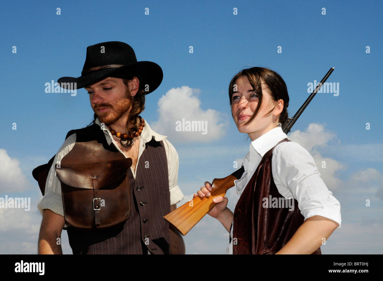 Cowboy and cowgirl Stock Photo
