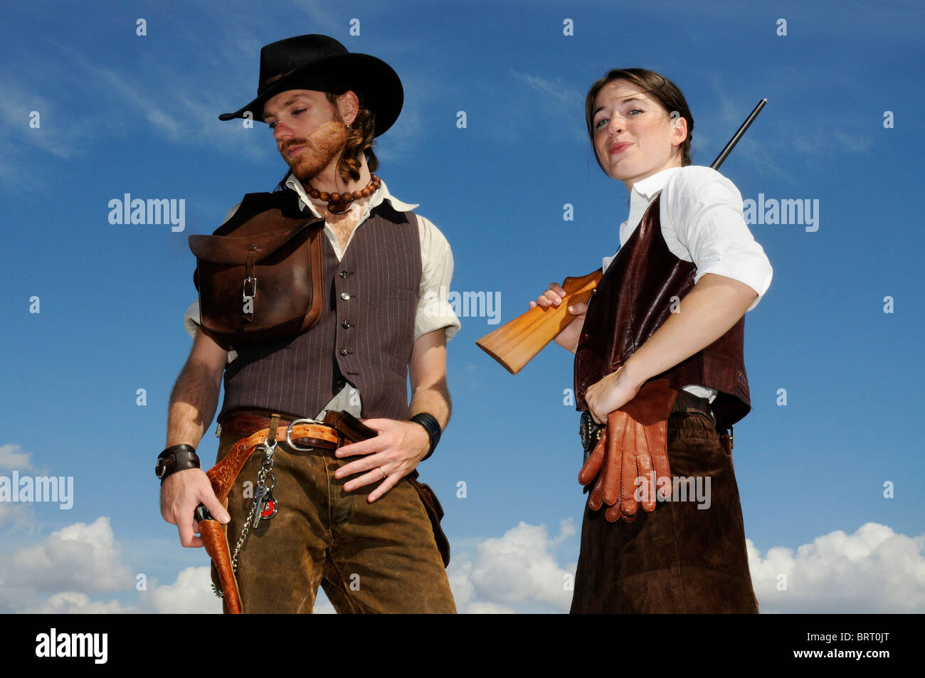 Cowboy and cowgirl Stock Photo
