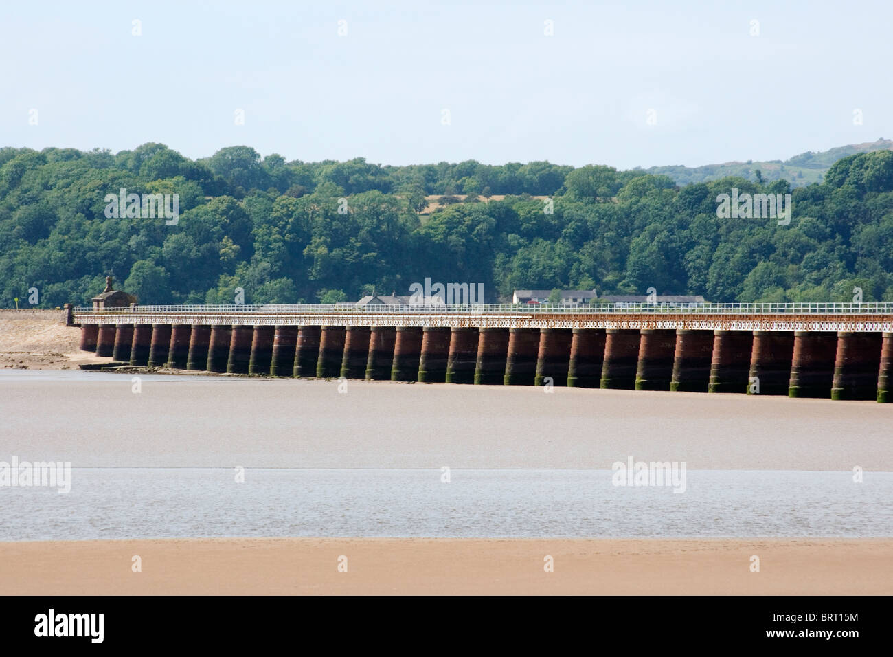 The Kent Viaduct at Arnside stretching across the River Kent estuary to Grange over Sands. Stock Photo