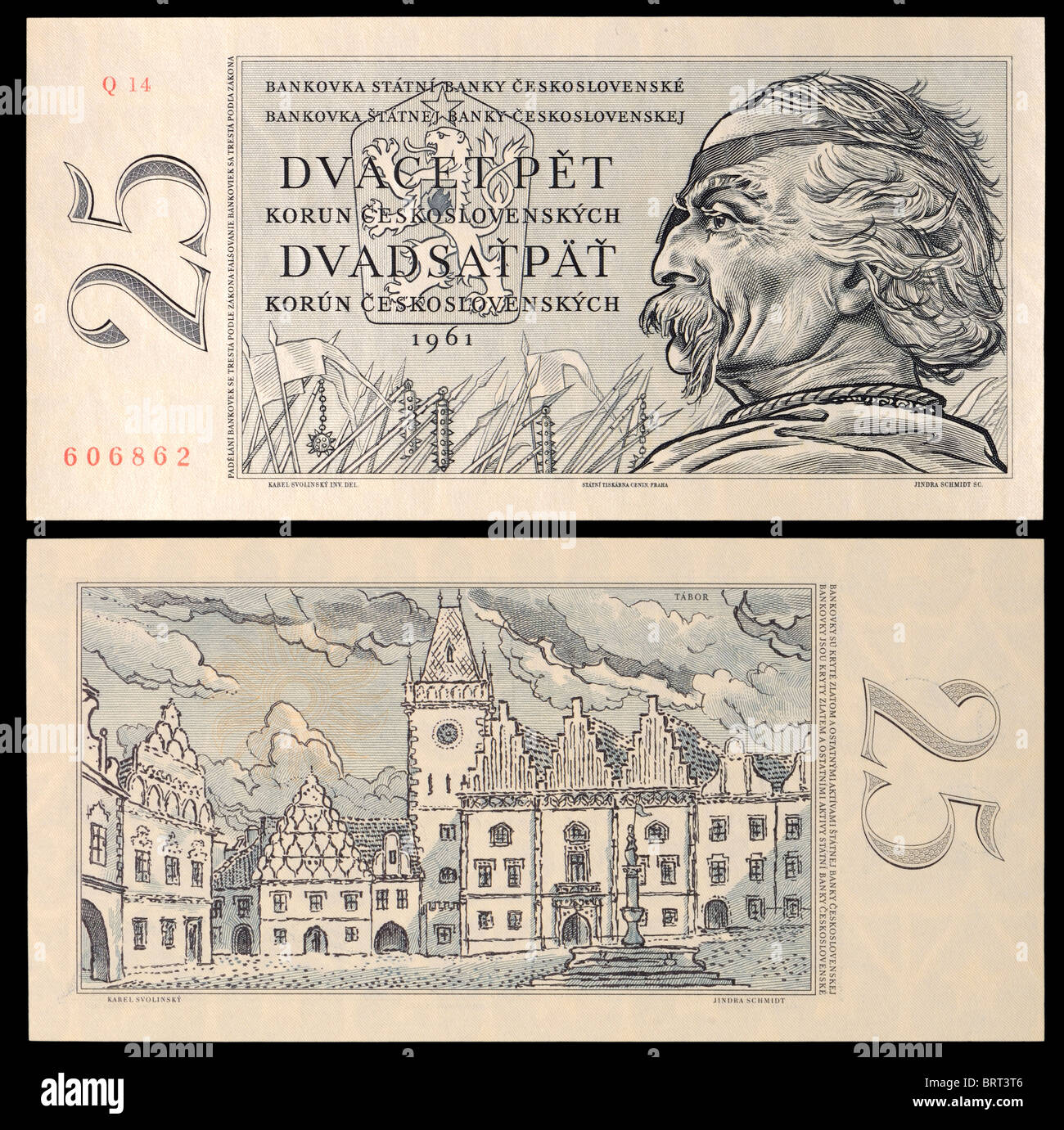 Czechoslovakian banknote from 1961. Dvacet Pet Korun