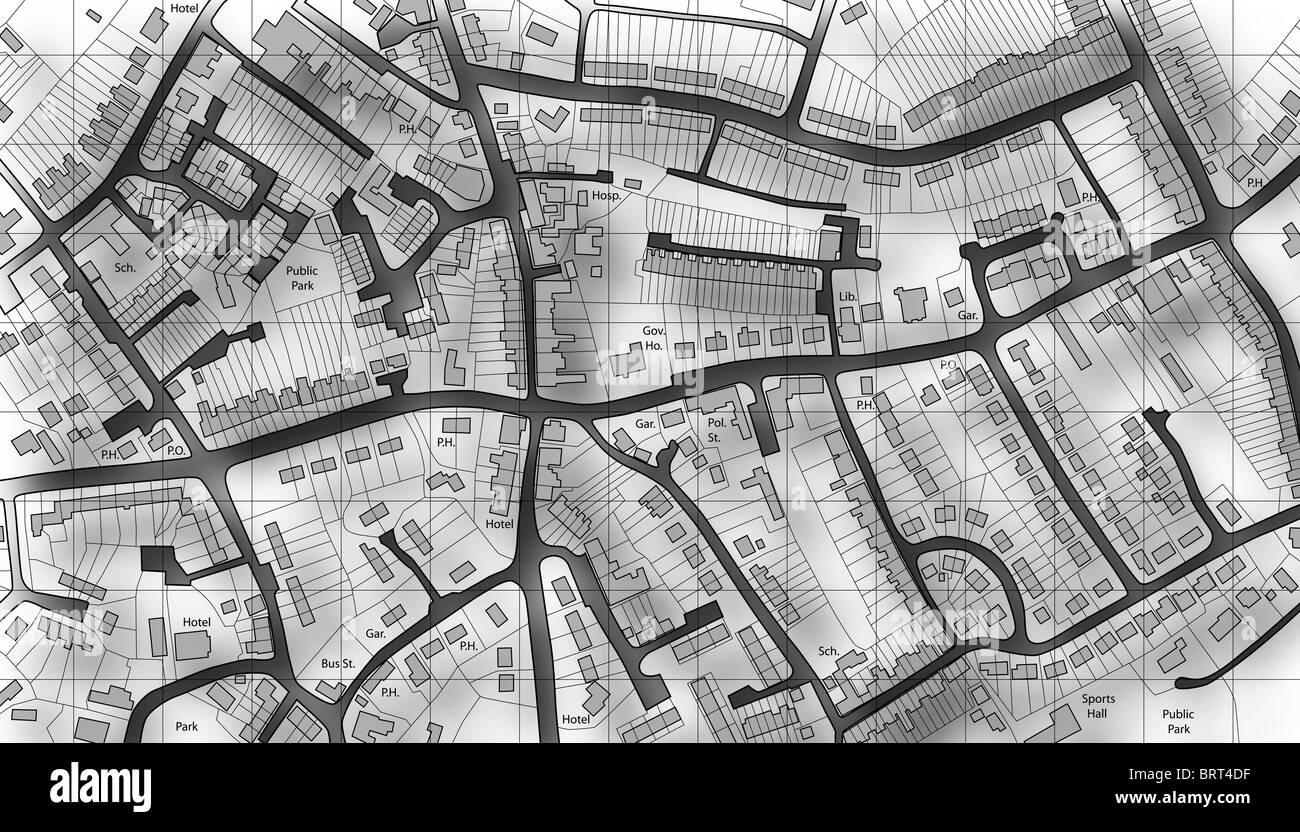 Normal Town Map Illustrated map of housing in a generic town Stock Photo - Alamy