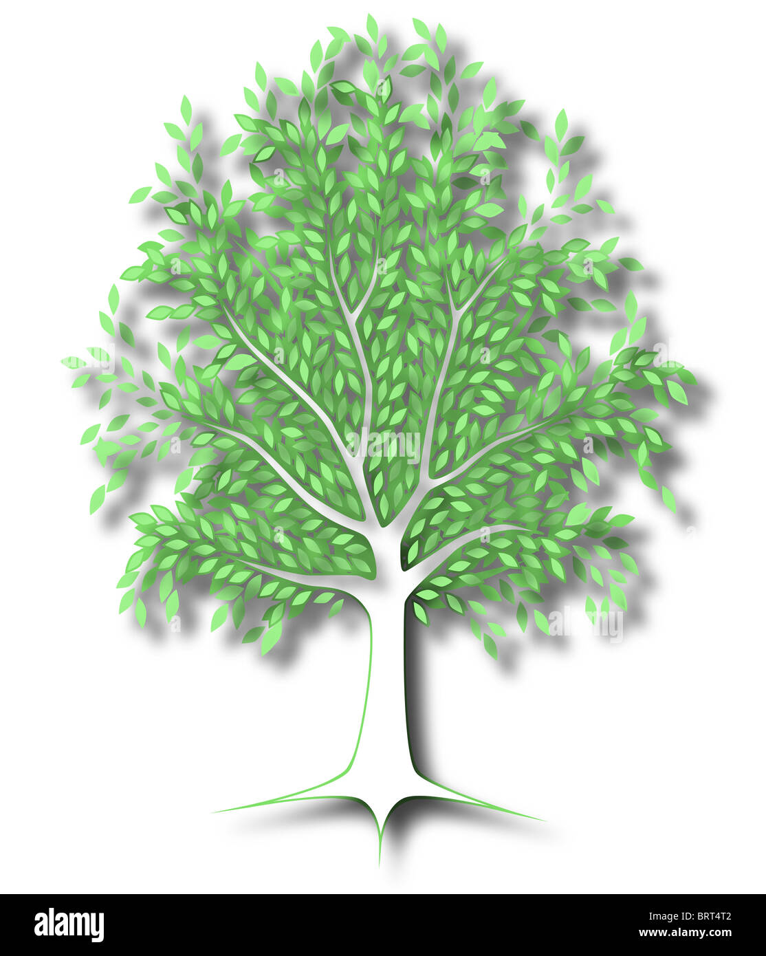 Illustration of a cutout tree with shading Stock Photo