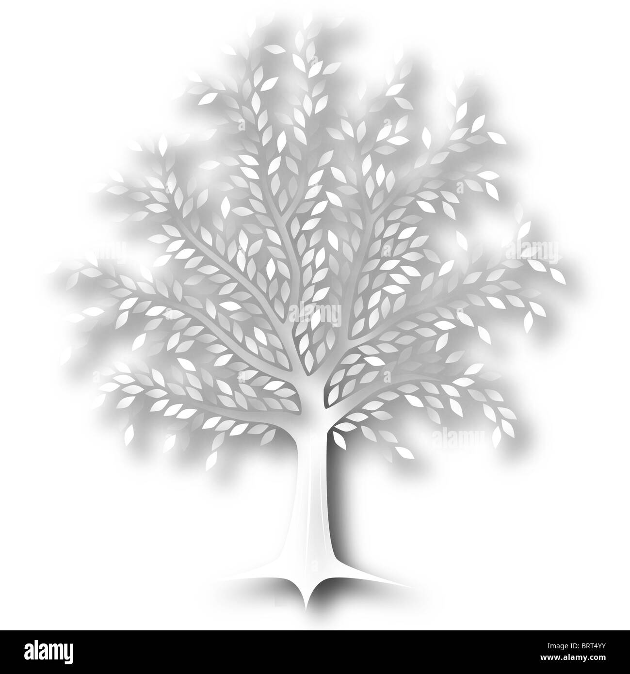 Illustration of a white cutout tree with shadows Stock Photo