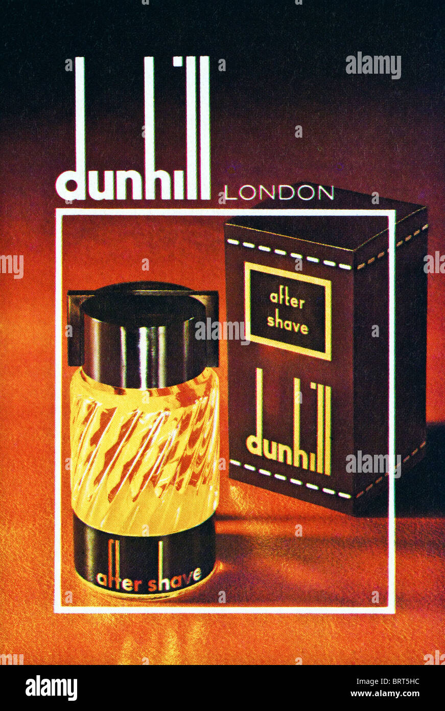 Dunhill men's after shave advert in Britannia Airways magazine advertising duty free goods for sale circa 1977 Stock Photo
