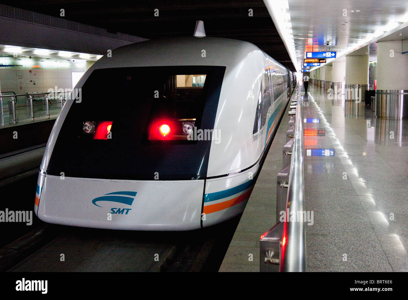 Exterior of the maglev train at Shanghai Pudong International Airport ...