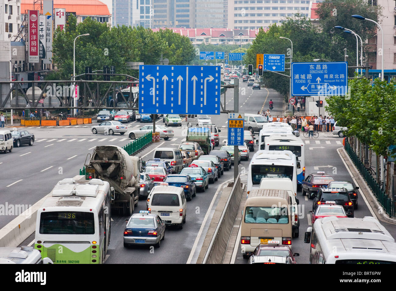 Traffic jam in Pudong, Shanghai China Stock Photo Alamy