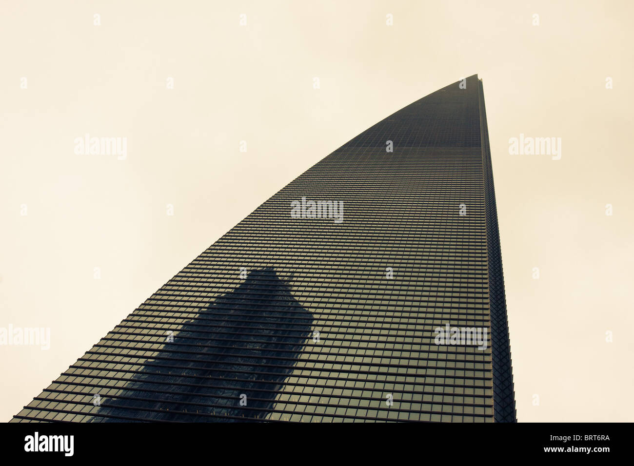 Looking up at the shanghai world financial centre in Pudong, Shanghai China Stock Photo