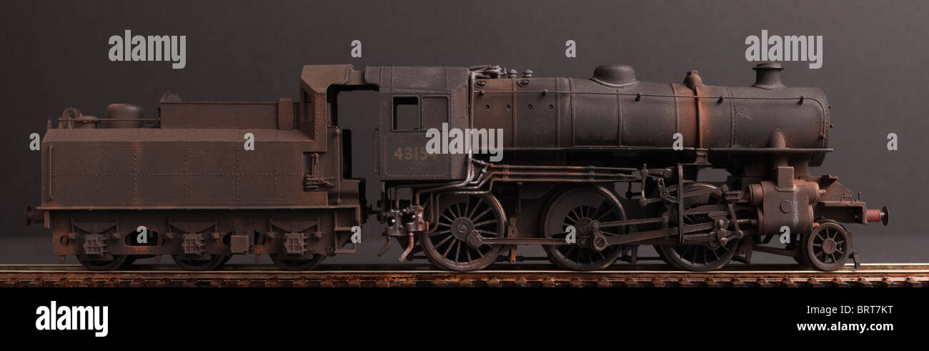 LMS Ivatt Class 4, BR Livery, Side View  weathered scale model Stock Photo