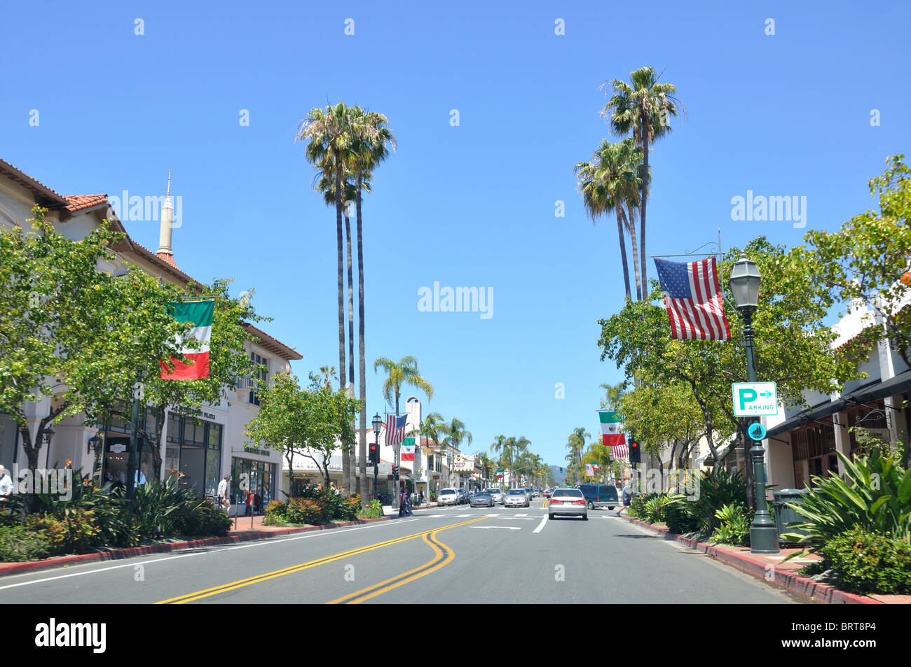Street with shops, Santa Barbara, California, USA Stock Photo Alamy