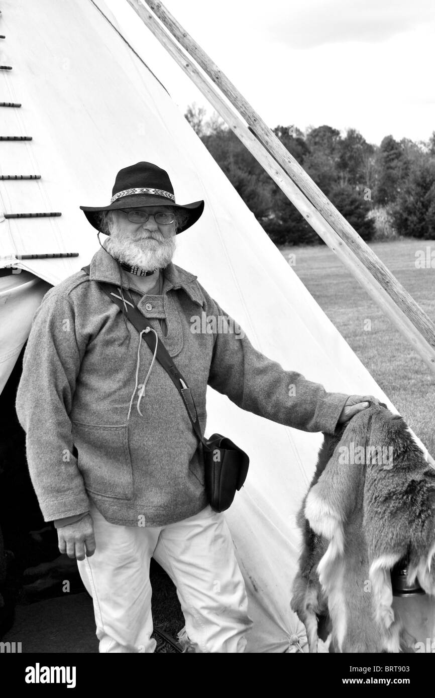 Reenactor of western images as a fur trapper Stock Photo