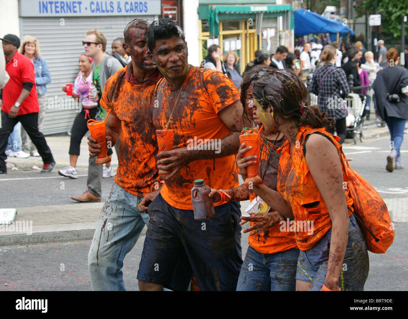 Revelers at the Notting Hill Carnival 2010 Stock Photo