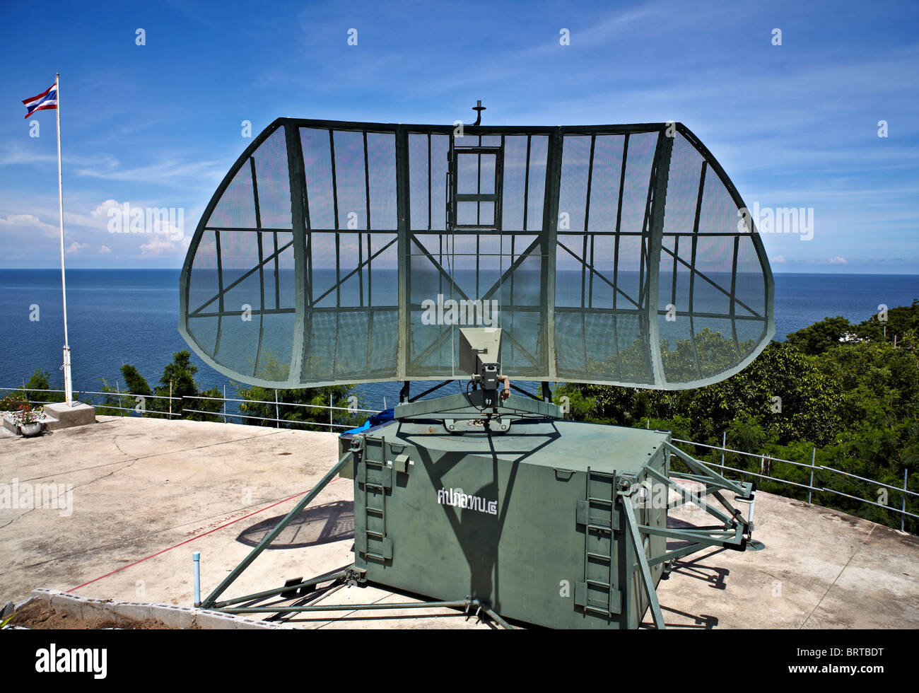 Military radar station Thailand coastline defense. Thailand S. E. Asia Stock Photo