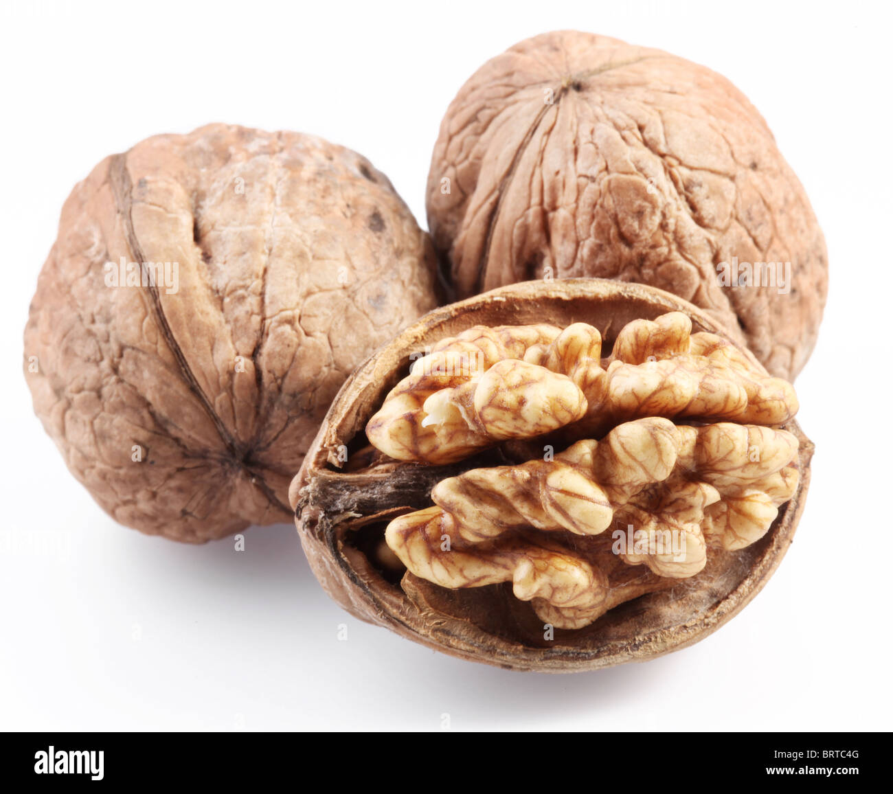 Walnuts isolated on a white background. Stock Photo