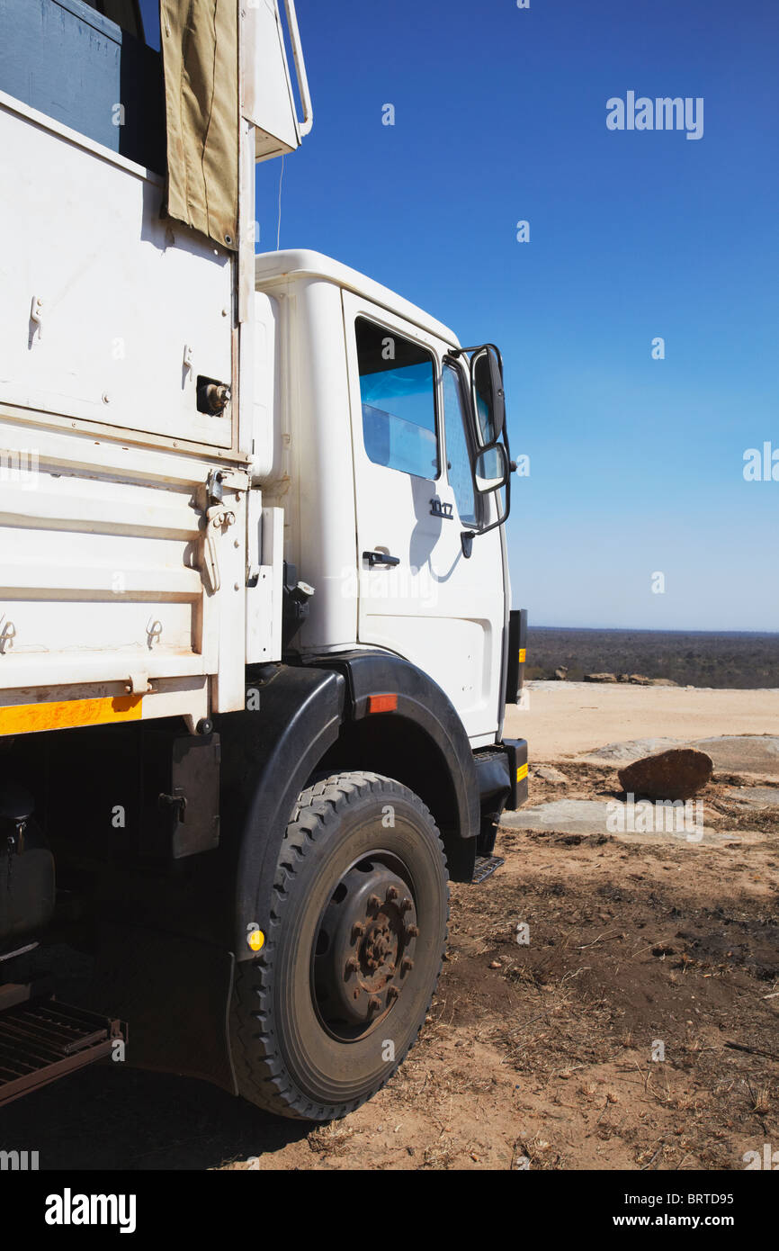 Overlander truck at viewpoint in Kruger National Park, Mpumalanga