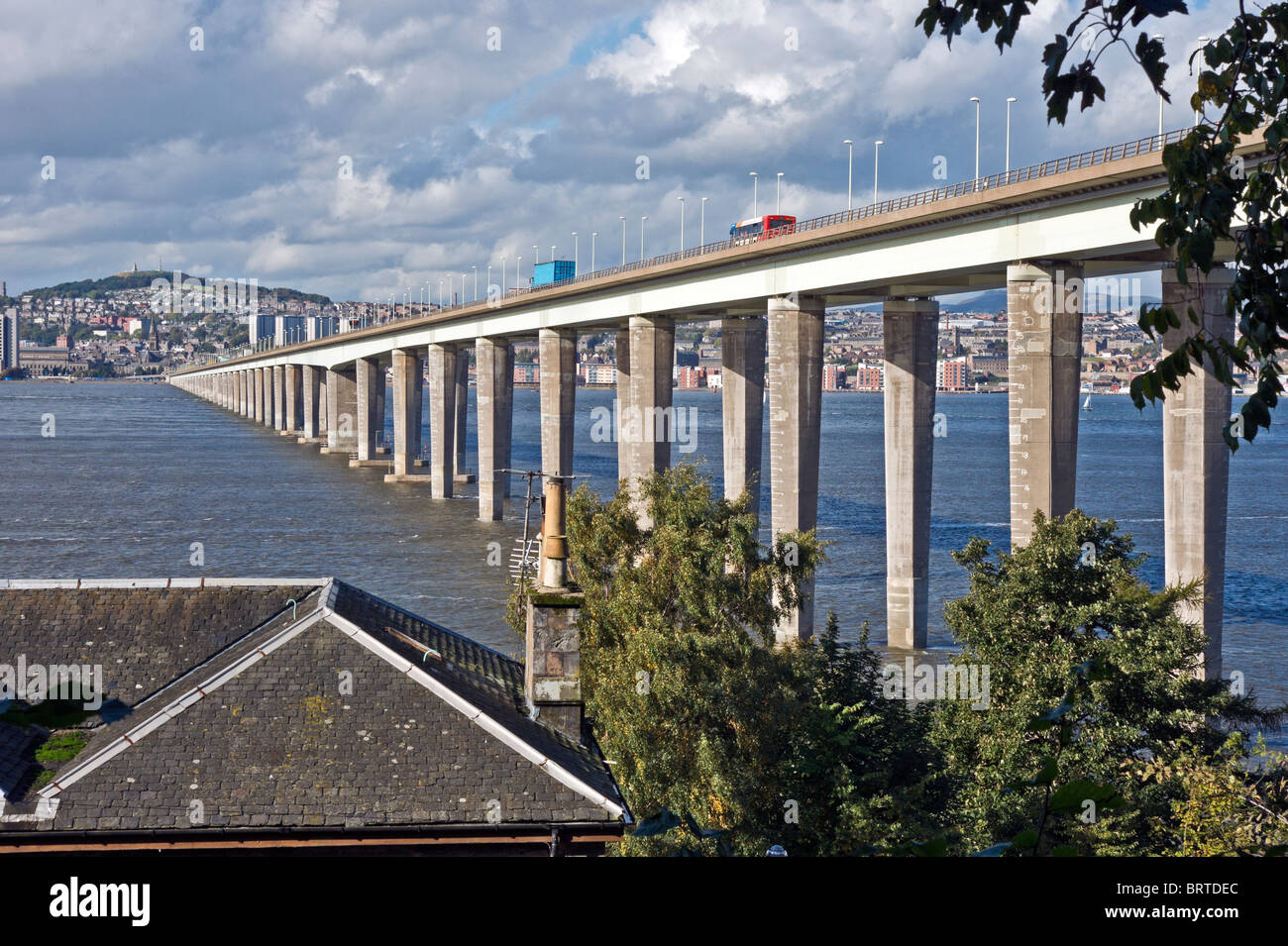 Tay Road Bridge linking Fife with Dundee in Scotland by crossing the