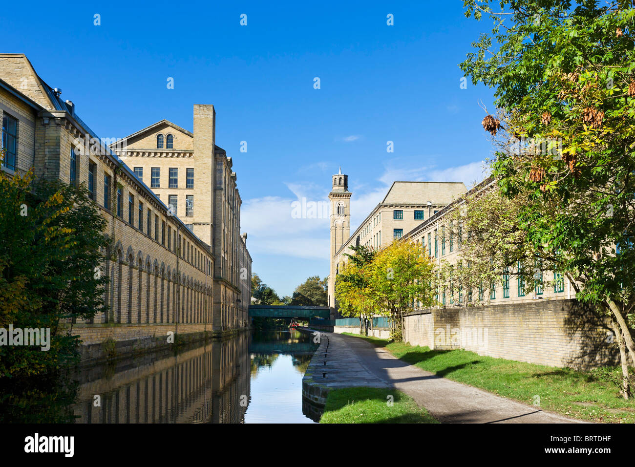 Salts Mill on the Leeds and Liverpool Canal, Saltaire, near Bradford