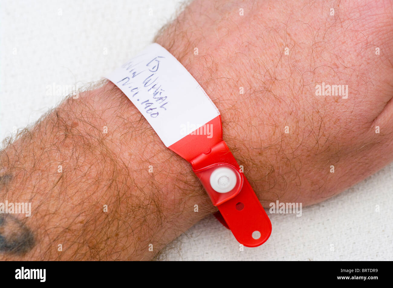 Red Allergy Hospital Patient Identification Wristband Stock Photo Alamy