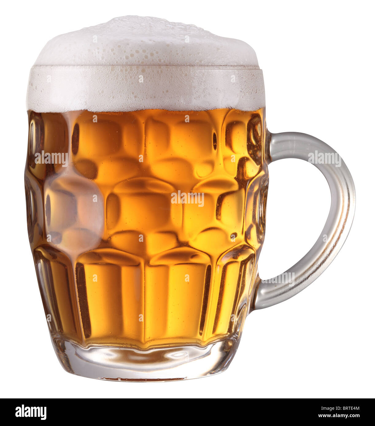 Mug full of fresh beer isolated on a white background. File contains a path to cut. Stock Photo