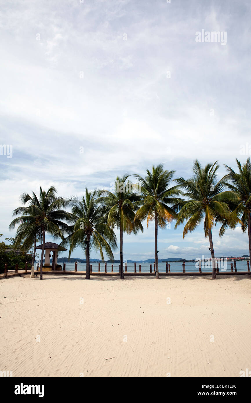 A view of the beach at the Tanjung Aru Resort in Kota Kinabalu in Sabah, Malaysian Borneo Stock Photo