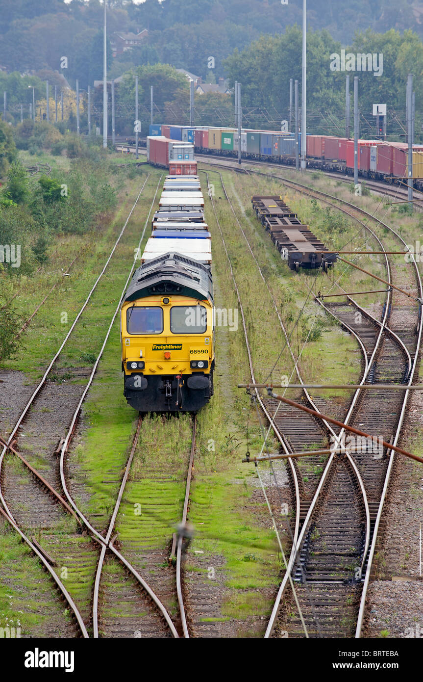Rail freight marshaling yard Stock Photo