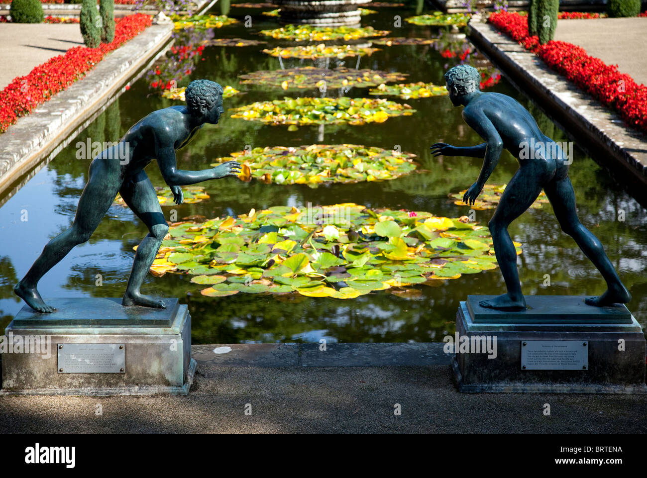Lily Pond in the Italian Garden at Compton Acres Poole Dorset England UK Stock Photo