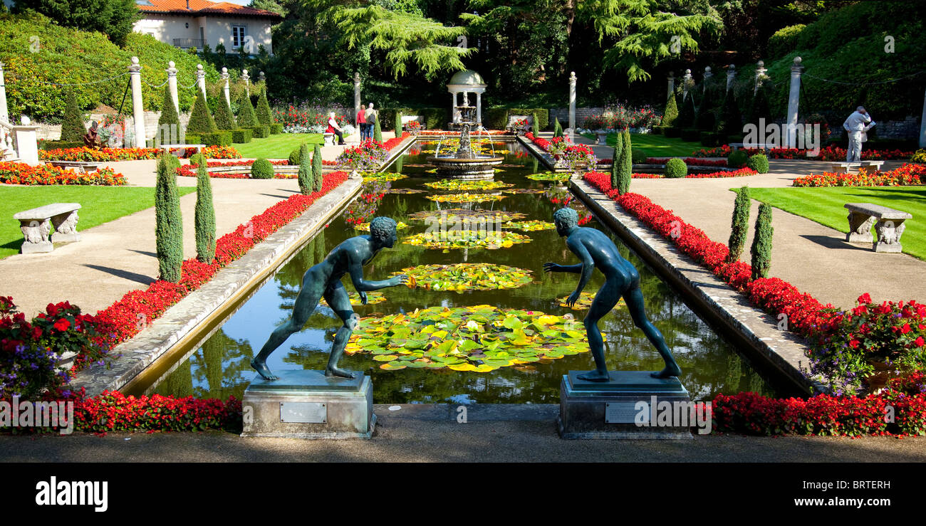Lily Pond in the Italian Garden at Compton Acres Poole Dorset England UK Stock Photo