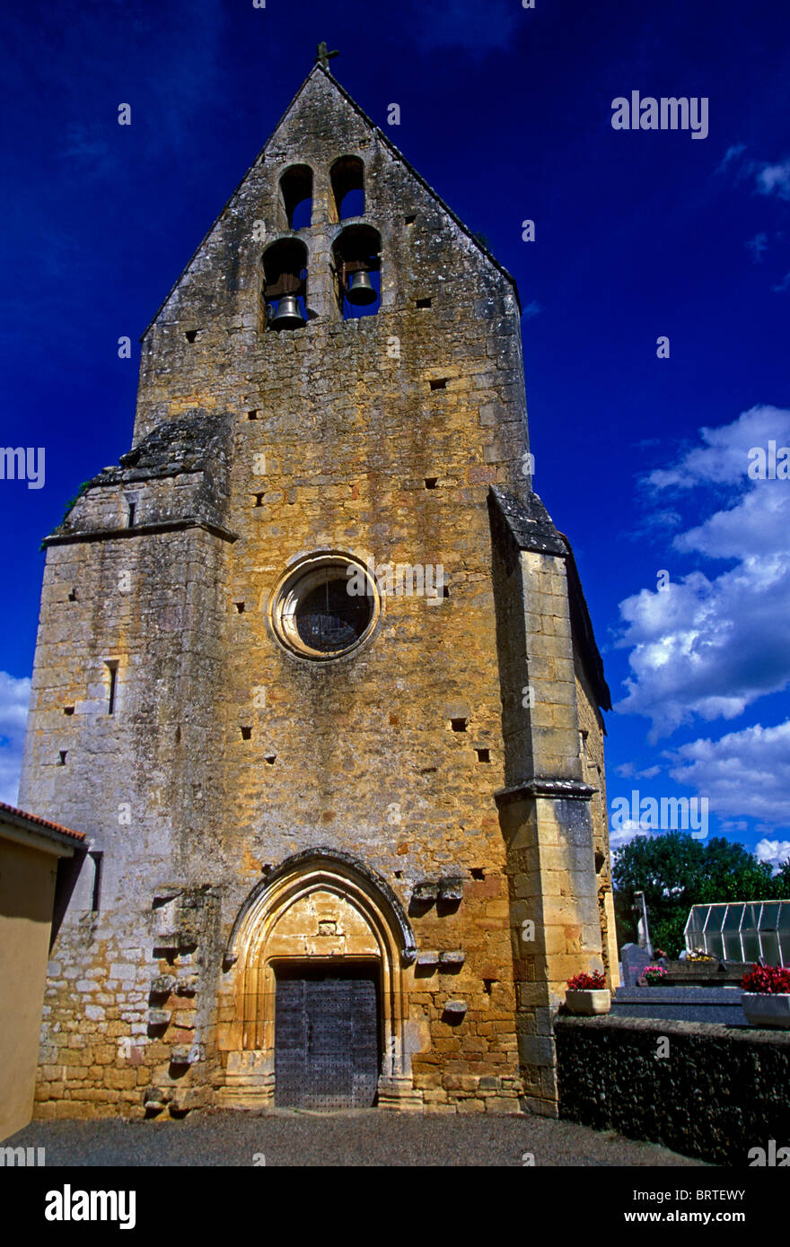Roman Catholic church, Catholic church, village of Saint-Vincent-le-Paluel, Saint-Vincent-le-Paluel, Dordogne, Aquitaine, France, Europe Stock Photo