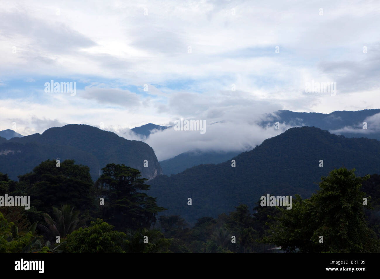 Mountains are seen at Mulu National Park in Borneo, Malaysia Stock Photo