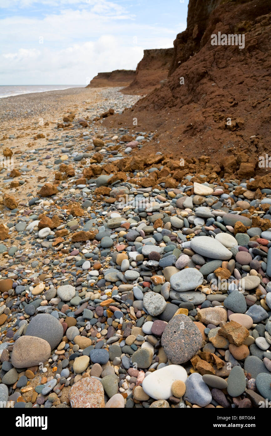 Coastal erosion of the boulder clay coast at Kilnsea and Spurn, East Yorkshire, England Stock Photo