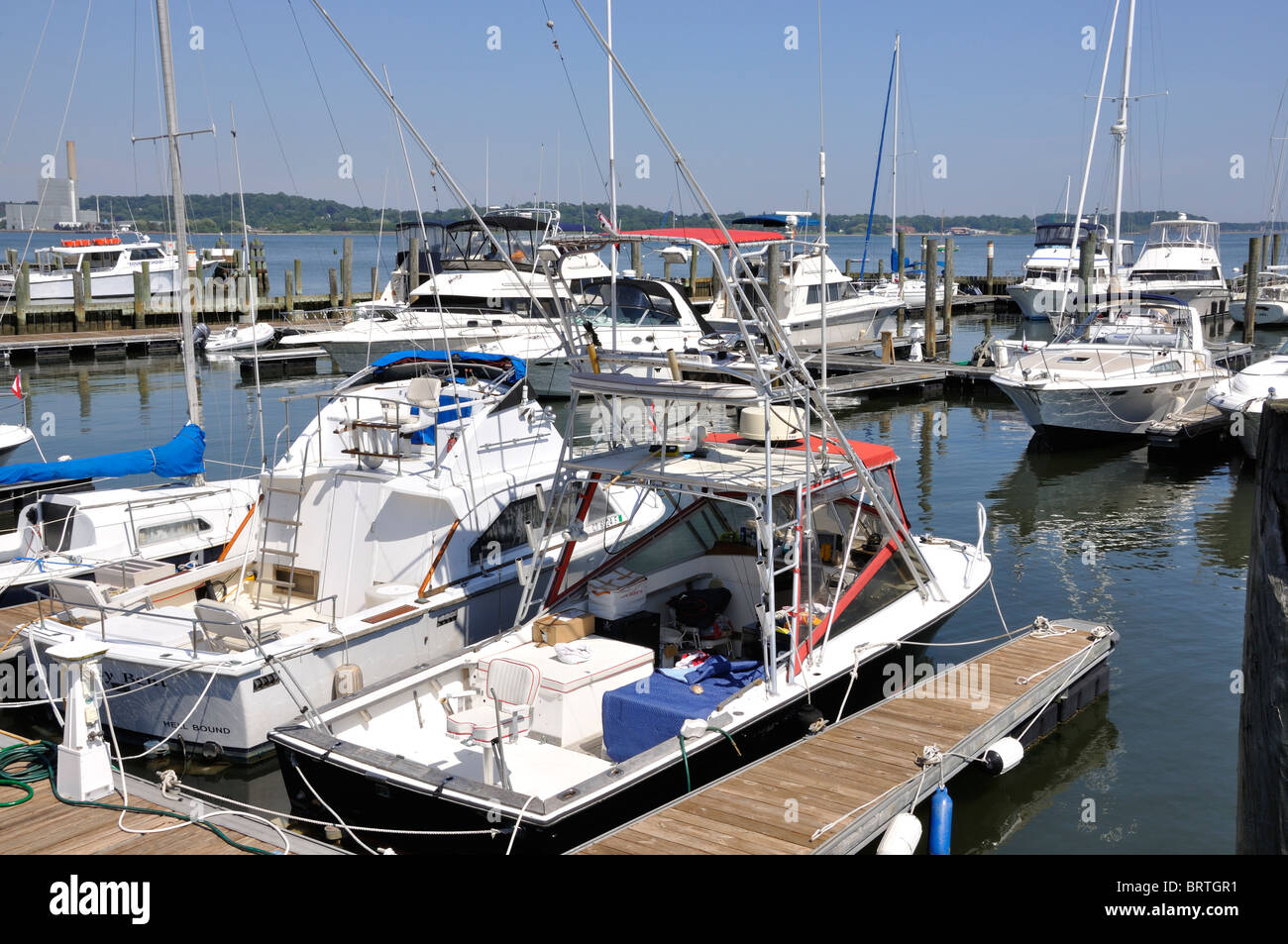 New Haven marina, Connecticut, USA Stock Photo