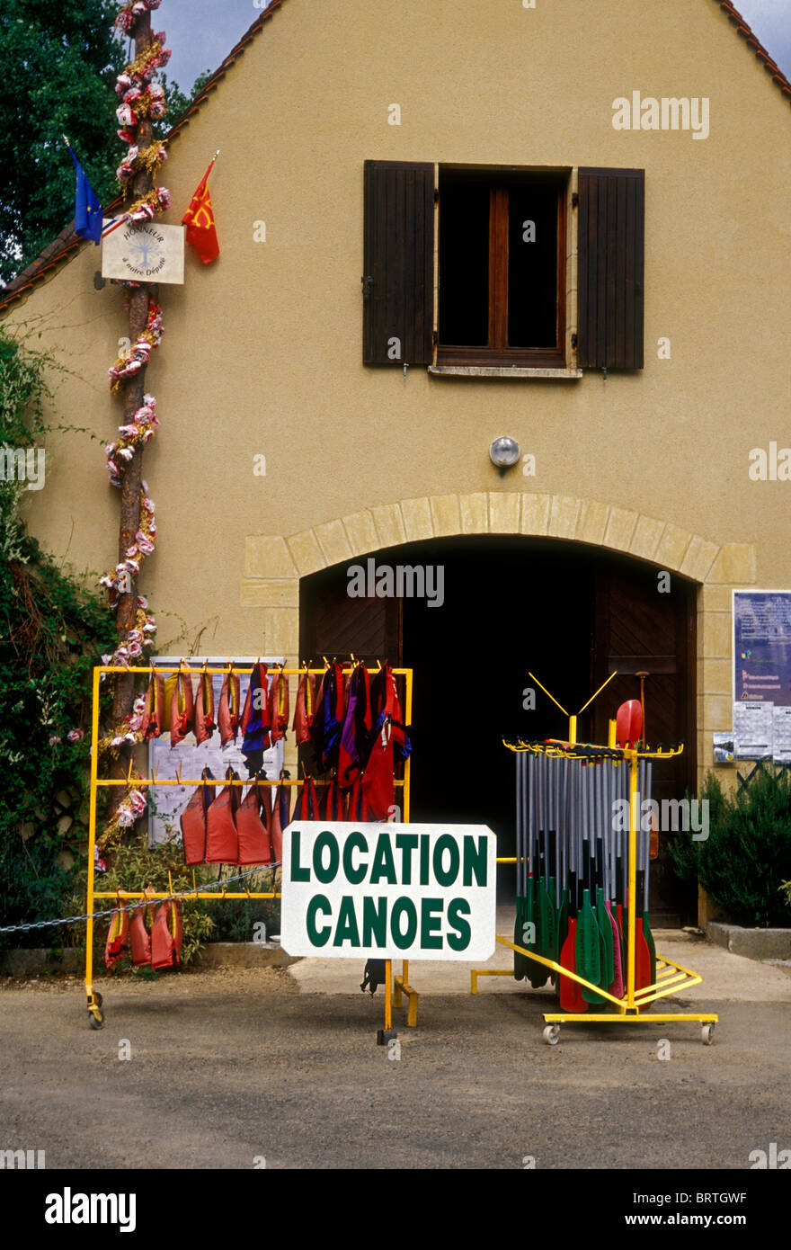 Canoe rental location village of CastelnaudlaChapelle Dordogne Aquitaine France Europe Stock