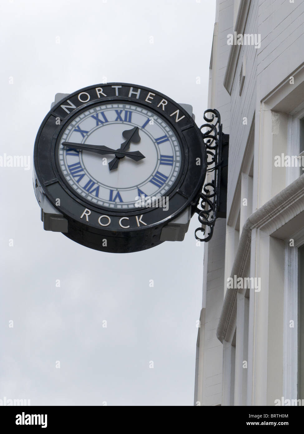 A clock on a Northern rock building Society branch which became a bank