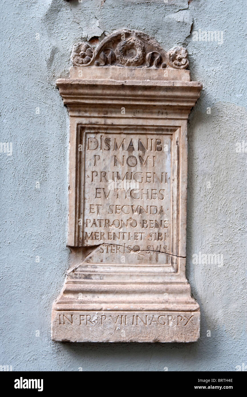 Latin inscription marble engraving wall Rome italy Rondinini Palace