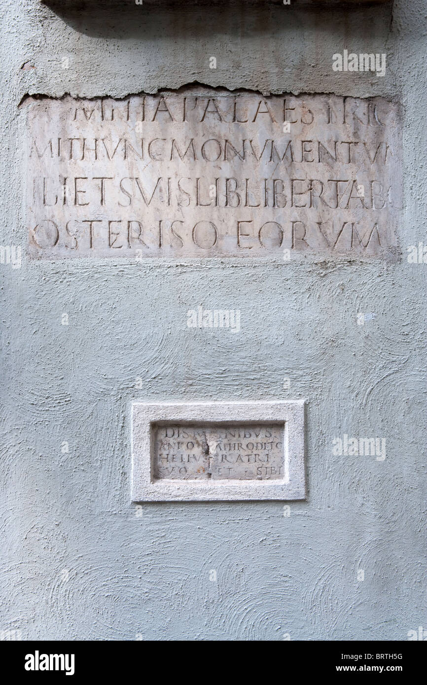 Latin inscription marble engraving wall Rome italy Rondinini Palace