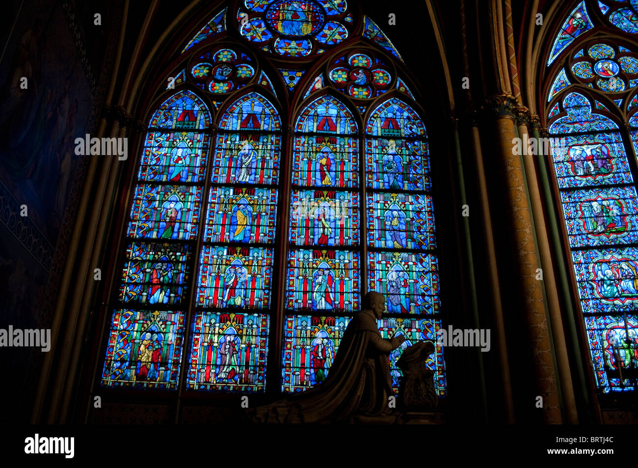 Paris, France Stained Glass Window inside French Catholic Church