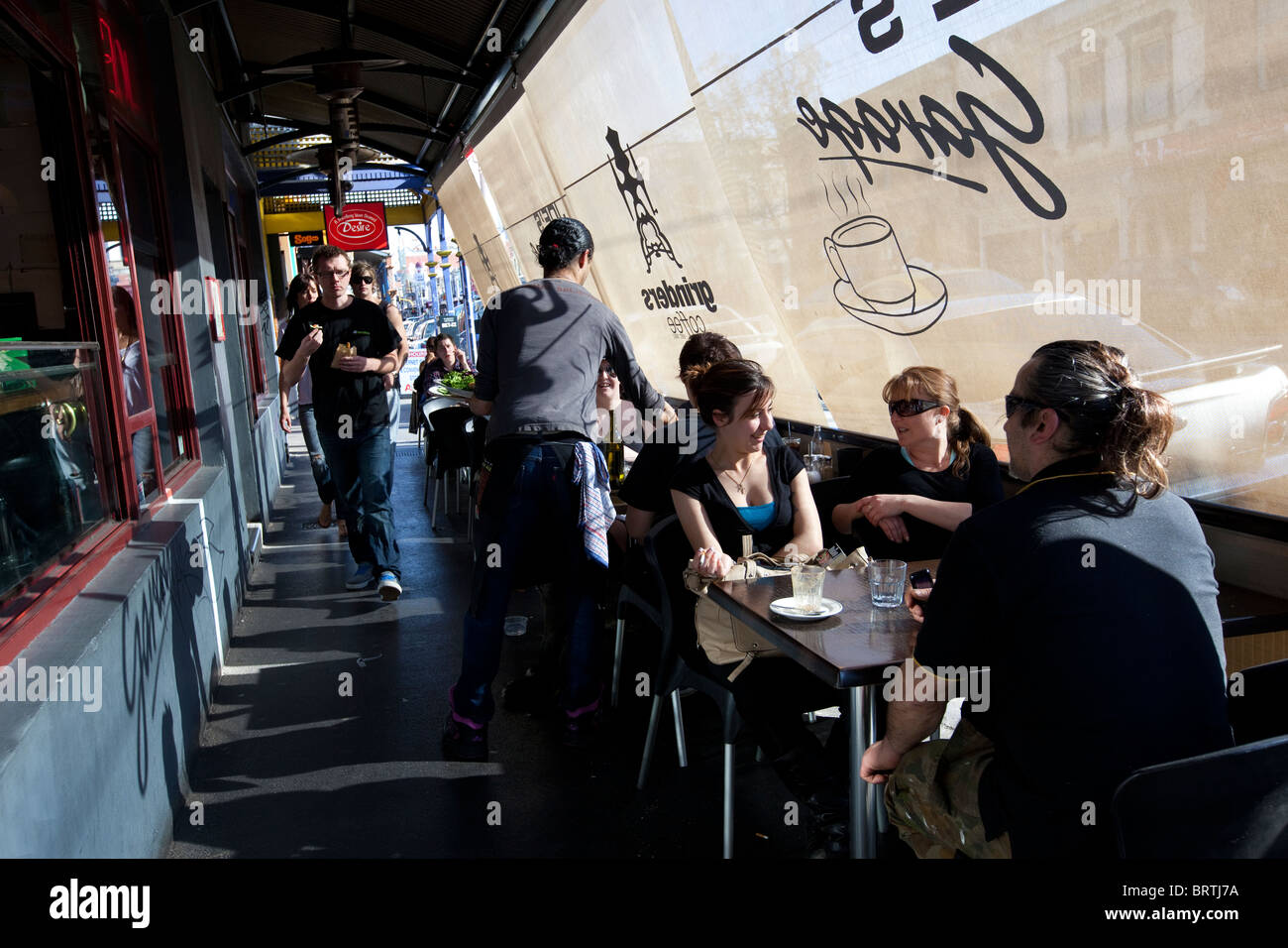 Melbourne, Brunswick st, street life and cafe on one of Melbourne's most loved streets Stock Photo