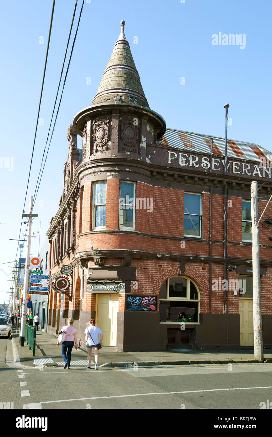 the heritage Perseverance Hotel on Brunswick street Melbourne and has been trading for over 100 years. Victoria Australia city Stock Photo