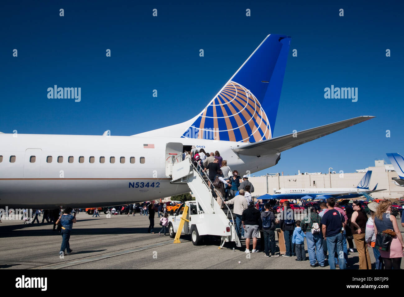United Continental new airline company logo on airplane, with old United branded plane in background, October 10, 2010. Stock Photo