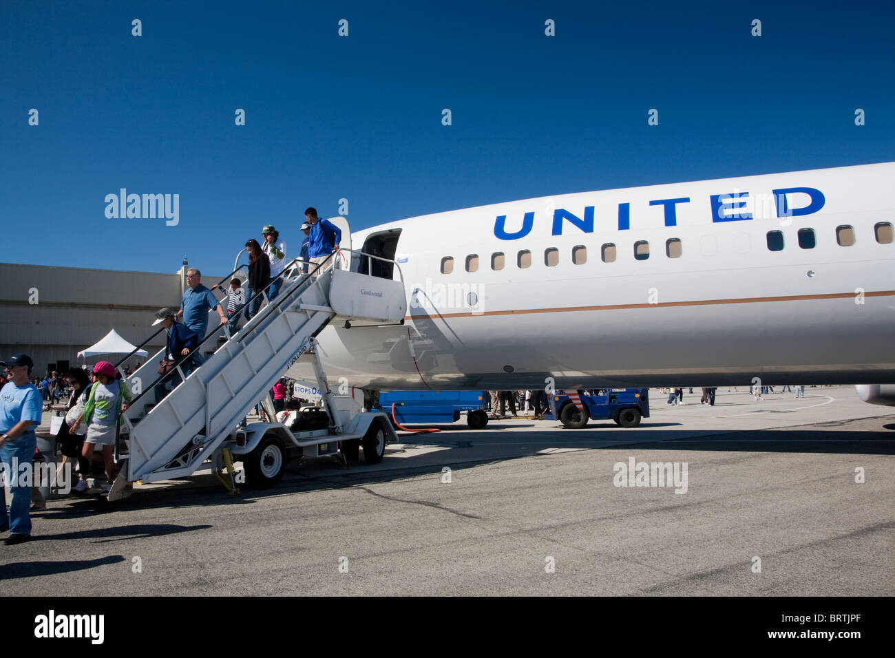 Plane on display at United's 5th Annual Family Day, October 10, 2010. Continental Airlines just merged with United Airlines. Stock Photo