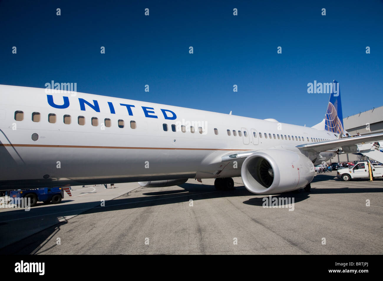 The new United Continental Holdings Inc branding on 737 airplane, October 10, 2010. United and Continental just merged airlines. Stock Photo