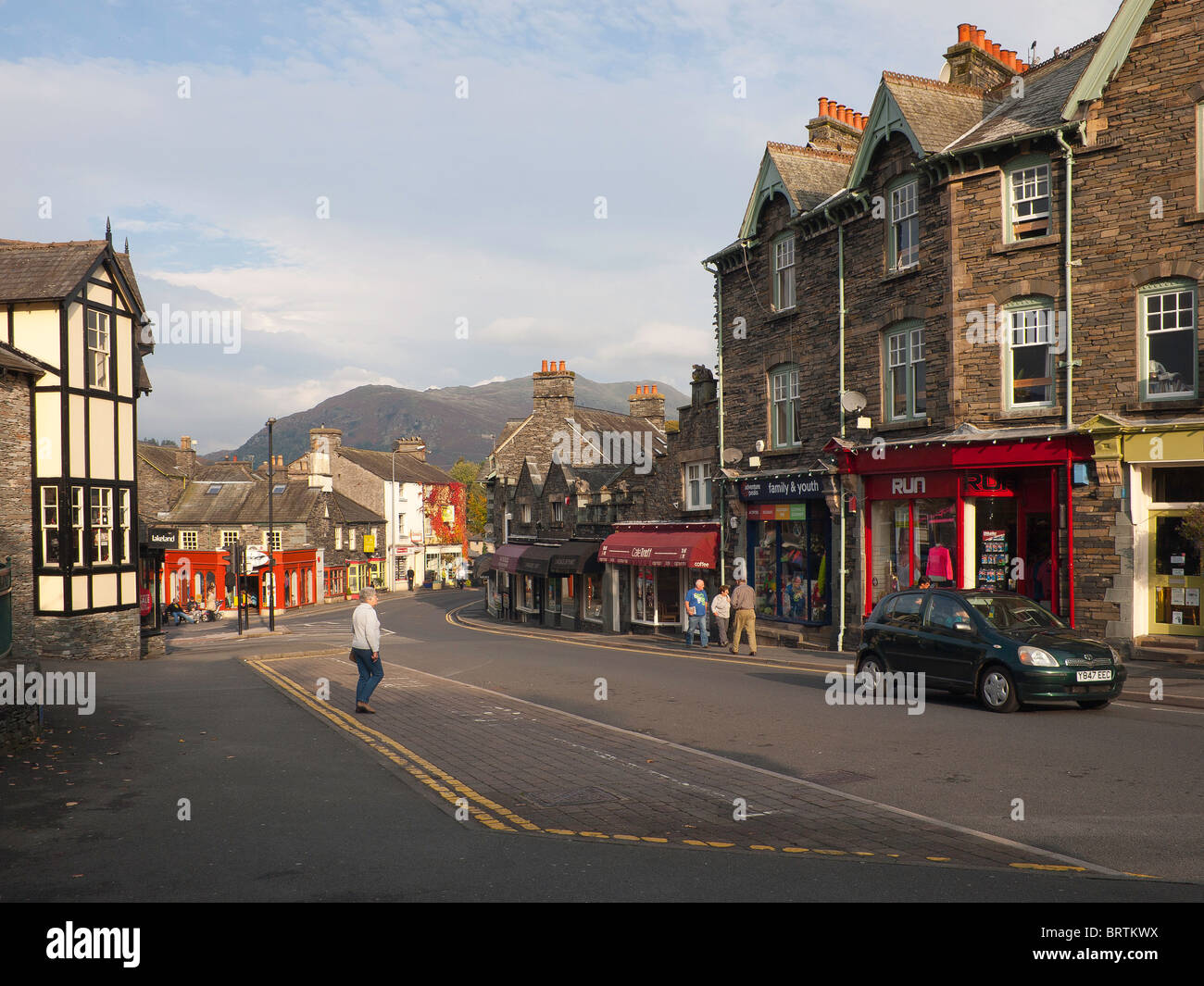 Rydal Road the main street in  Ambleside Cumbria in the English Lake District Stock Photo
