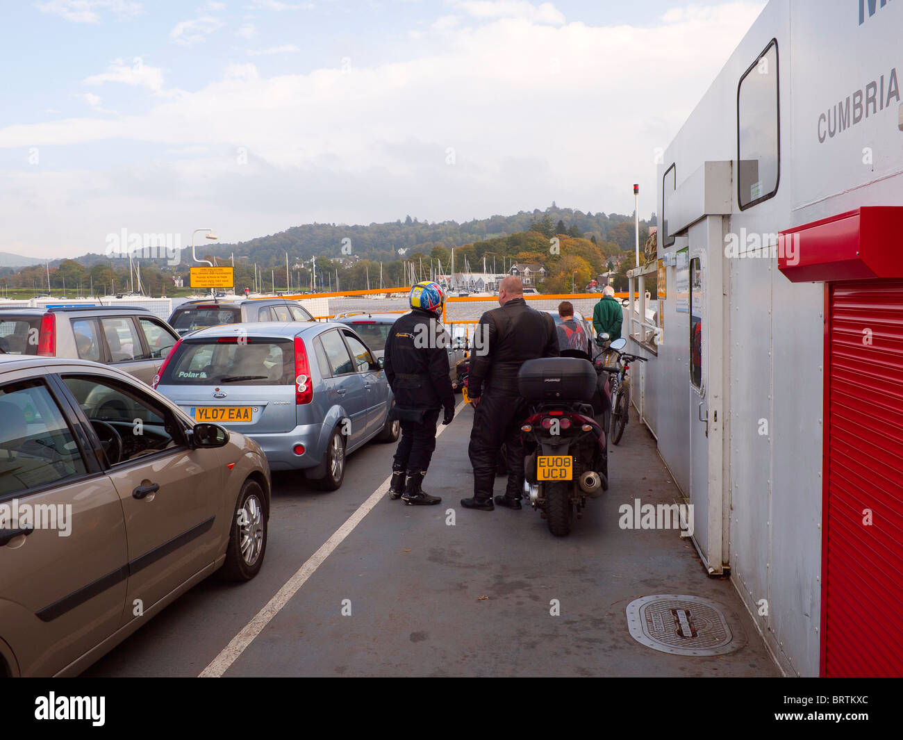 On board the Windermere car and foot ferry as it approaches the landing