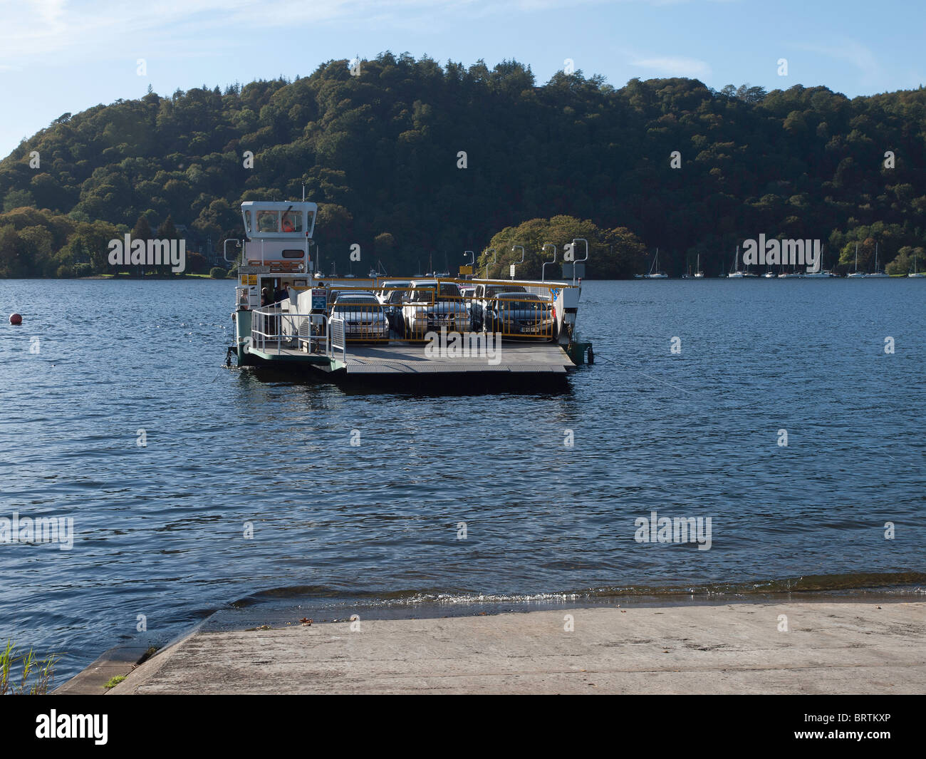 The Windermere car and foot ferry approaches the landing on the B'oness