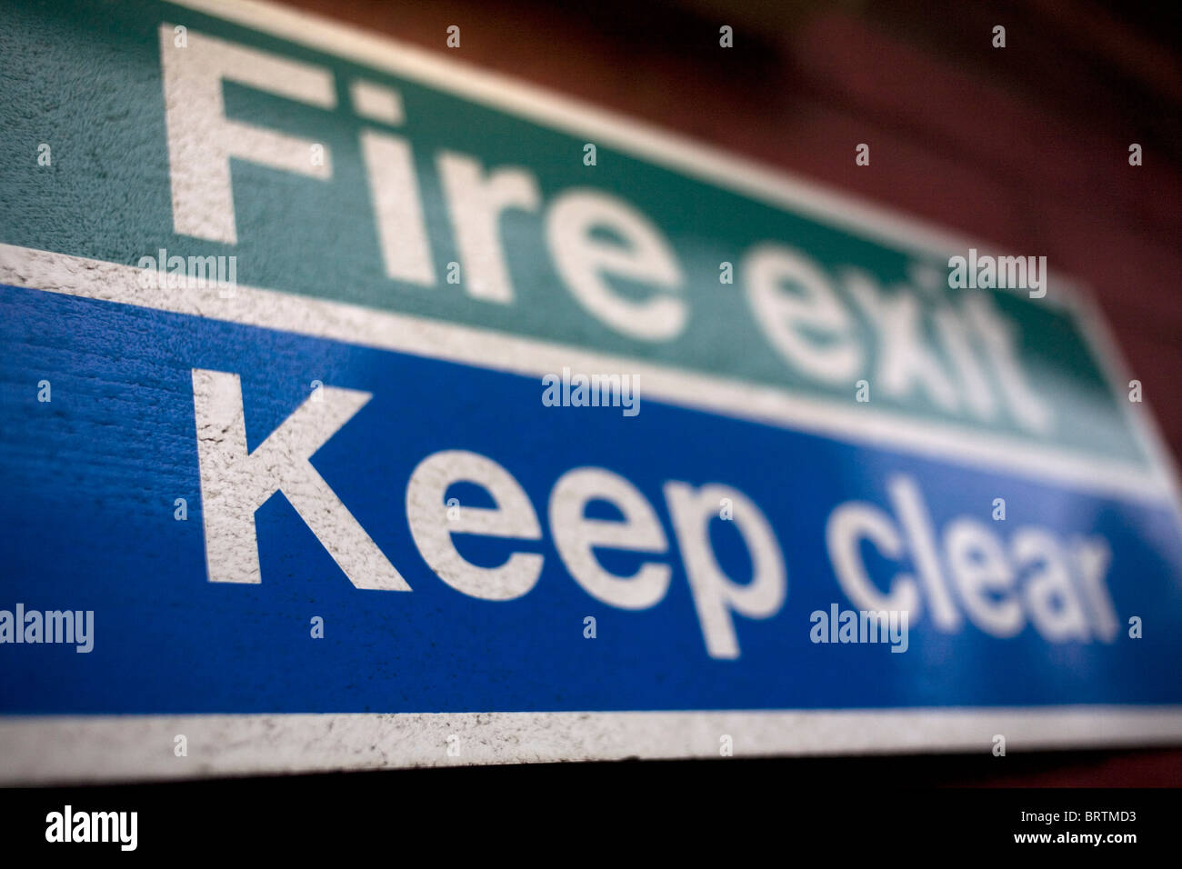 Fire Exit Keep Clear Sign Stock Photo